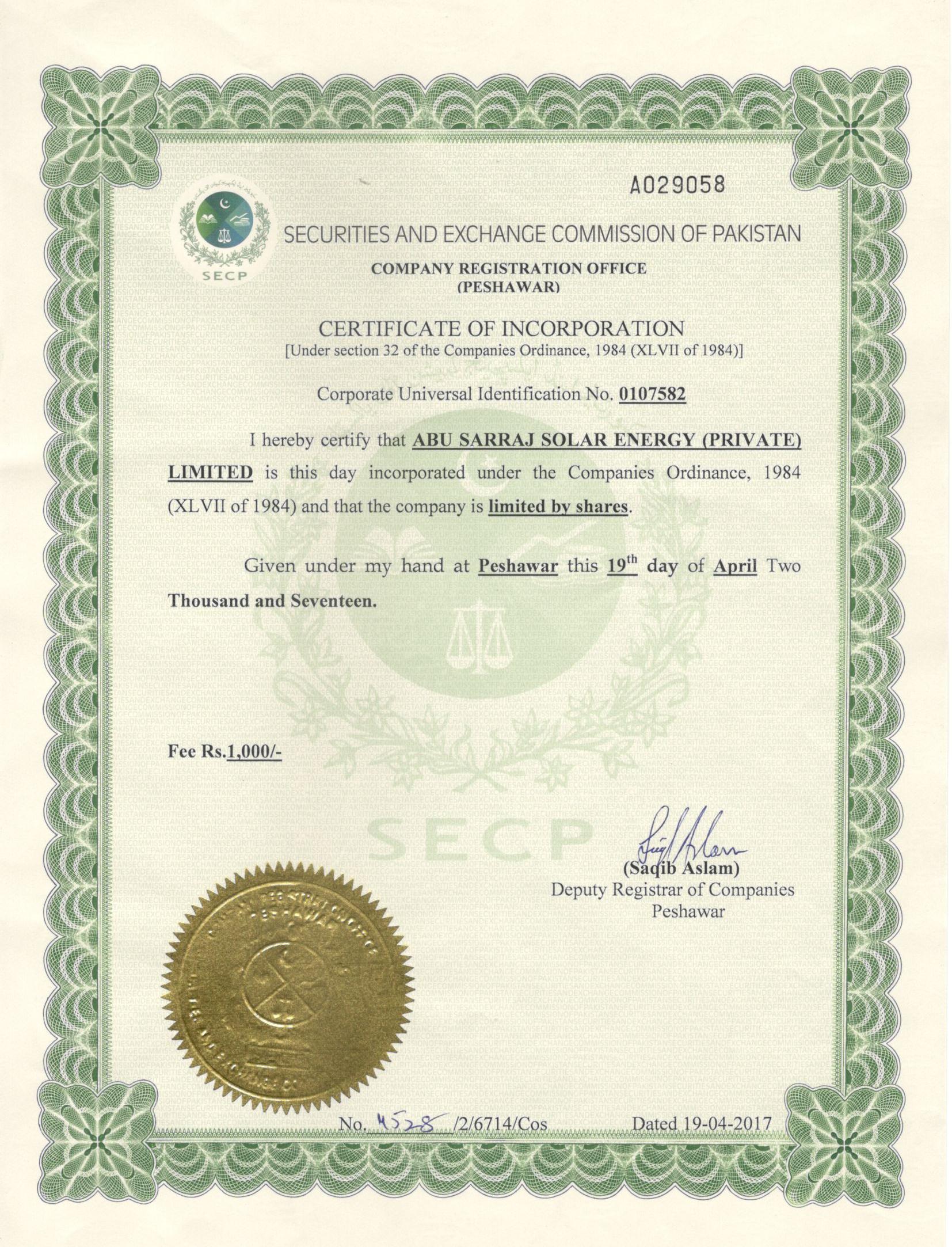 Solar Company Registration in Paksitan